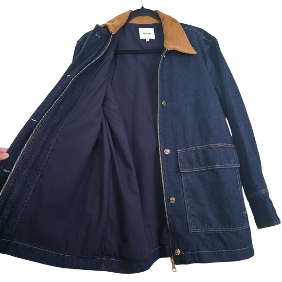 Reformation Archer Denim Jacket Ondine Dark Wash Collared Oversized Size S - Picture 8 of 11